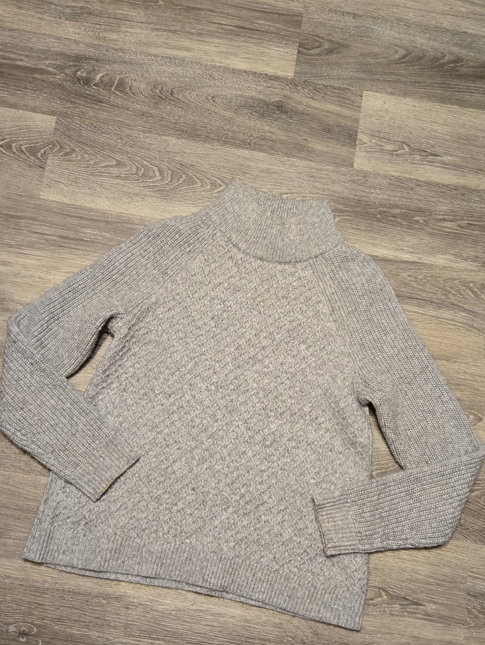 Talbots Gray Textured Wool Blend Mock Neck Sweater Size Large
